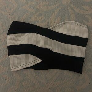 Black and Gray Strapless Top
